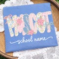 Preppy Custom Mascot Coquette Boho Floral Pearls PNG, School Spirit, Test Day PNG, Grandmillennial Floral Varsity Letters, Back To School