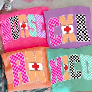Retro Checkered Nurse Bundle PNG, Nurse Neon Distressed Png, Nurse CNA RN Nicu Png, Preppy Nurse , Nurse Life, Hand Drawn,Colorful