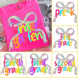 Back to School Bundle PNG, Preppy Teacher First Day of School Shirt Design, Colorful Coquette Sublimation, Pre-k 1st/2nd/3rd/4th Grade