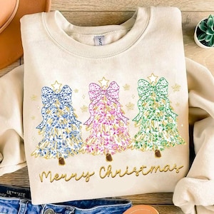 Colorful Gold Glitter Chinoiserie Christmas Tree Png, Coquette Pink Christmas Png, Merry Christmas Trees Png, Blue Floral, Preppy Christmas