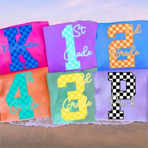 Checkered Neon Back to School PNG Bundle, Coquette Kindergarten Pre-K 1st 2nd 3rd 4th Grade Png, Hand Drawn, Girly Pink Bow Png, Colorful