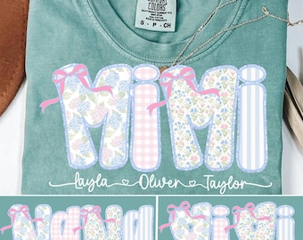 Preppy Floral Mimi Gigi Nana Bundle Png, Grandmillennial Floral Png, Kokarda Kokietka Png, Mama Floral Png, Mama z imieniem dla dzieci, Pasiasta Mama Png