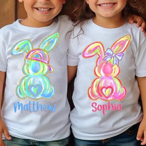Personalized Kid Name Easter Bunny Png, Boy Girl Easter Png, Toddler Kids Easter Png, Easter Brushstroke Png, Coquette Bow, Easter Bunny Png
