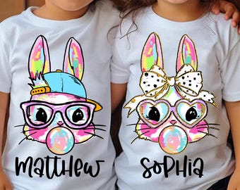 Personalized Kid Name Easter Bunny Png, Boy Girl Easter Png, Toddler Kids Easter Png, Easter Brushstroke Png, Coquette Bow, Easter Bunny Png