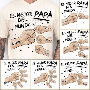 Personalized El Mejor Papa Del Mundo Fist Bump Bundle Png, Vintage Spanish Papá Png, Custom Father's Day Png, Spanish Dad, Latina Dad Gift