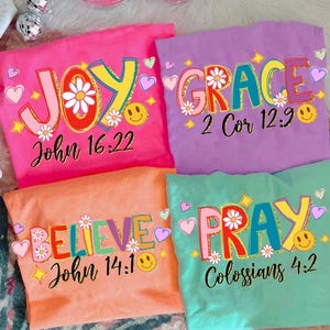 Preppy Bible Bundle Glitter DoodlePng, Grace Joy Pray Believe Design, Religious PNG, Trendy, Neon Smiley, Millennial Png, Hand Lettered Png
