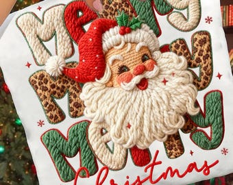 Leopardo Feliz Navidad Papá Noel Gancho de Lanzamiento Hilo Crochet Png, Hilo Imitación Png, Es la Temporada Png, Papá Noel Png, Hilo Realista Sublimación Navideña