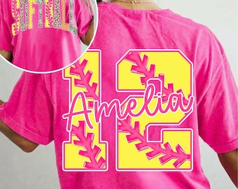 Mamá de sóftbol retro (Png), rayas de sóftbol con estampado de leopardo rosa (Png), sóftbol de camuflaje desgastado universitario, nombre personalizado, números, día del juego de sóftbol (Png), puntos