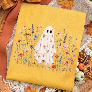 Wildflowers Ghost PNG, Spooky Season PNG, Ghost Lover Design, Spooky Floral Ghost, Botanical Ghost, Preppy Fall PNG, Halloween Ghost image 6