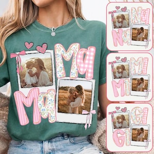 Custom Mama Kids Photo Png, Mothers Day Png, Add Photos, Nana Mimi Gigi Pink Floral Coquette Bow, Grandmillennial, Hand drawn, Gift For Mom