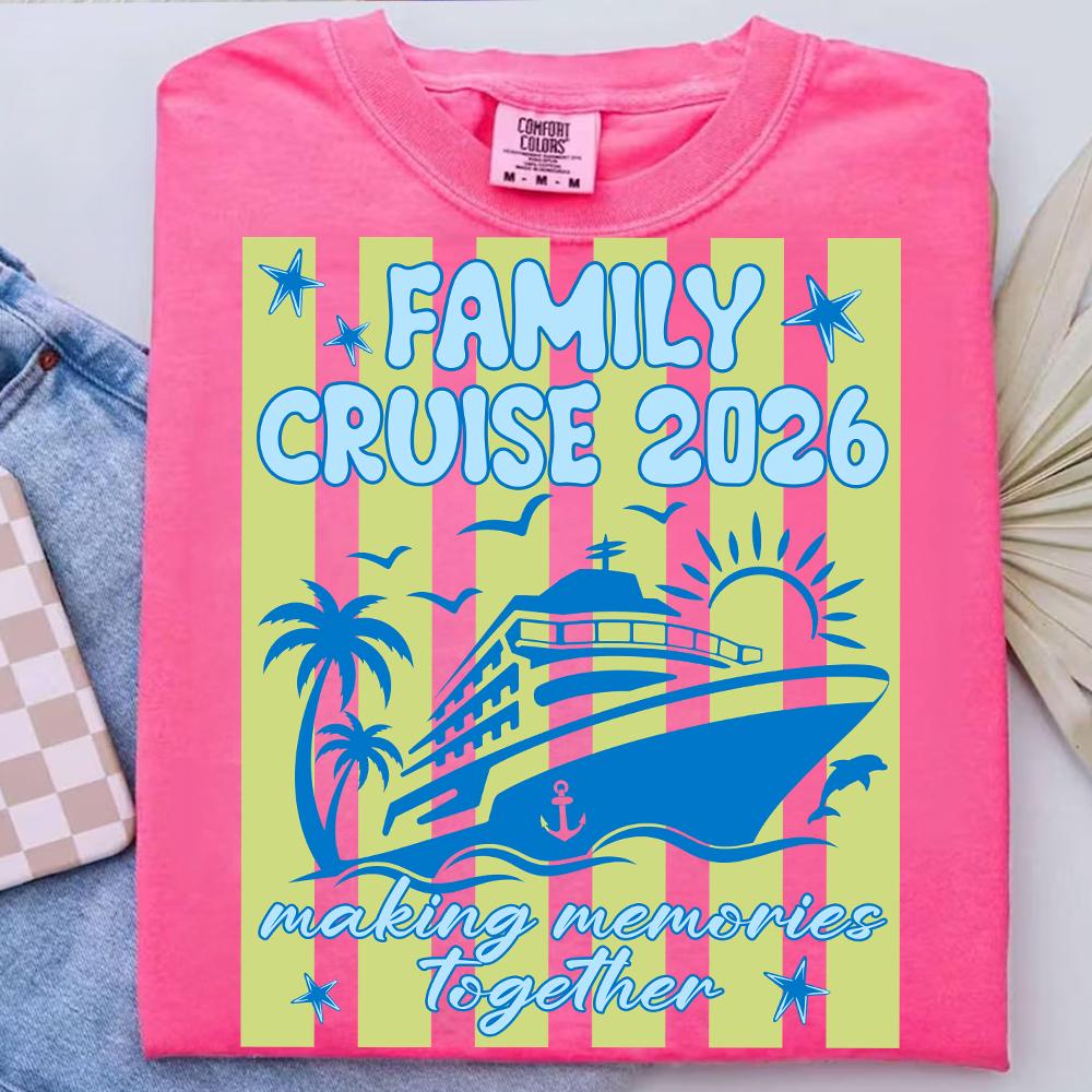 Neon Striped Family Cruise 2026 Png, Making Memories Together Png ...