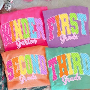 Checkered Back to School PNG Neon Disstressed Bundle, Retro Coquette Kindergarten Pre-K 1st 2nd 3rd 4th Grade Png, Girly Pink Bow,Hand Drawn