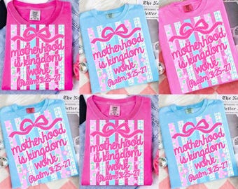 Retro Striped Floral Motherhood is Kingdom Work Png, Trendy Ditsy Floral Mama Sublimation, Mom Life Shirt Design, Motherhood Png,Cottagecore