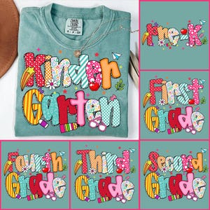 Preppy Back to School Bundle PNG, Coquette Teacher First Day of School Shirt Design, Girly Checkered Sublimation, Pre-k 1st/2nd/3rd Grade