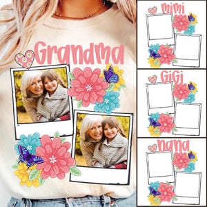 Custom Grandma Nana Mimi with Kids Photo Png, Mothers Day Png, Mom Floral Png, Flowers, Hand drawn, Gift For Mom, Sublimation Design