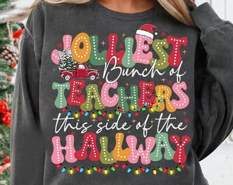 Jolliest Bunch of Teachers Png, Teacher Christmas Png, Funny Teacher Holiday Png, Teacher Team Png, Retro XMas Png, Teacher Christmas Png