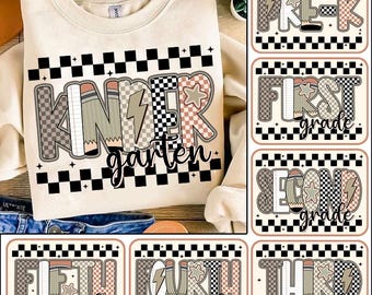 Checkered Camo Back To School Png Bundle, Camo First Day Of School Png, Pre-k First Second Grade Png, Old School Camo Png, School Boy Png