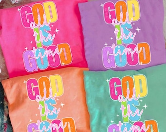 Retro God is Good all the time Distressed PNG, Religious PNG, Trendy Png, Neon Smiley Png, Millennial Png, Hand Lettered Png, Colorful