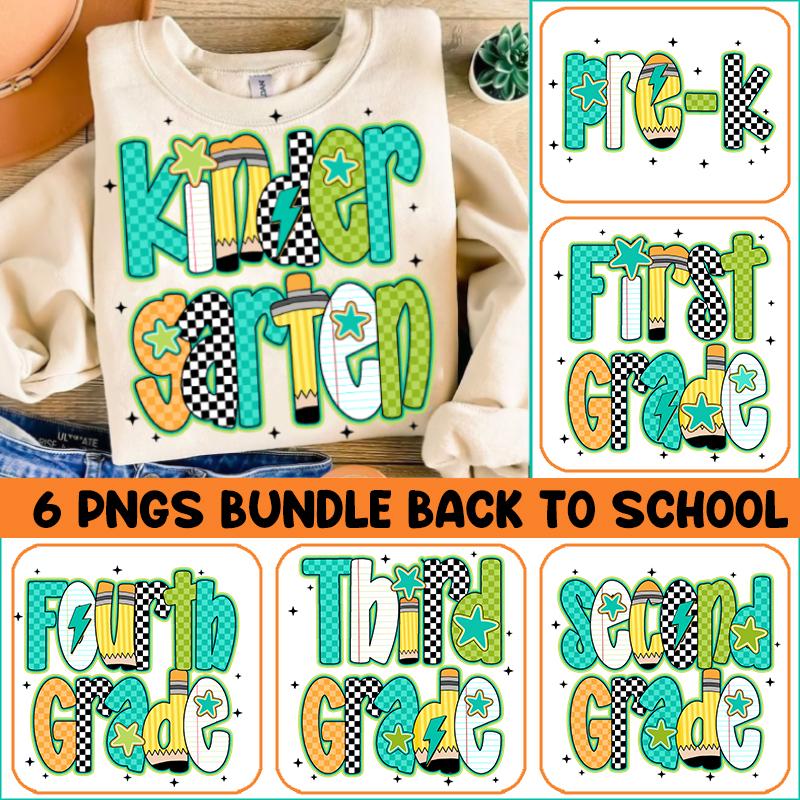 Retro Back to School Boys PNG Bundle, Kindergarten Kid Design, First Day Shirt PNG, Pre-K to Fourth Grade Png, School Boy Sublimation File