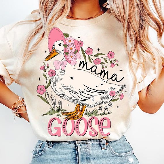 Pink Mama Goose PNG, Floral Mama png, Coquette Mama png, Mama Design, Vintage mama png, Goose Lover shirt, Mothers day png, Silly Goose Png