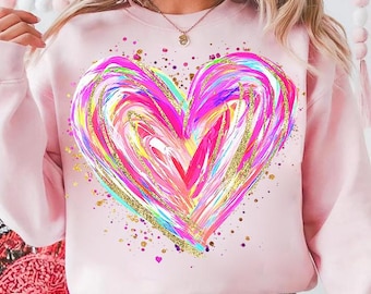 Cuore di San Valentino Png, Pennellate Colorate di San Valentino Png, San Valentino Retro Png, Amore Png, Ragazze San Valentino Png, Design Maglietta di San Valentino