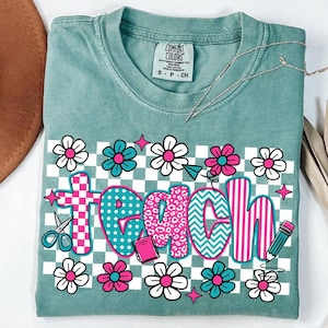 Coquette Teacher Png, Preppy Floral Teacher Sublimation Design, Cute Pastel Back to School Shirt Graphic, Retro Girly Teacher PNG