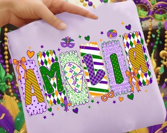 Aangepaste preppy Mardi Gras png, Mardi Gras Carnival png, Fleur de Lis coquette png, penseelstreek Mardi Gras png, Mardi Gras png, Louisiana png
