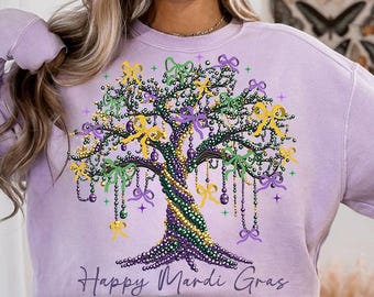 Coquette Mardi Gras Tree Png, Watercolor Mardi Gras Bead Tree, Happy Mardi gras, Mardi Gras Carnival Png, Fat Tuesday, Louisiana png