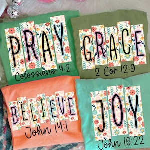 Preppy Retro Ditsy Floral Bible Bundle Png, Grace Joy Pray Believe Design, Checkered Jesus Png, Jesus Christian Sublimation, Bible Verse