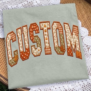 Retro Fall Custom Patchwork Floral PNG, Preppy Floral Pumpkin Bow Shabby Chic Png, Autumn Png, Pumpkin Spice Png, Fall,Cottagecore