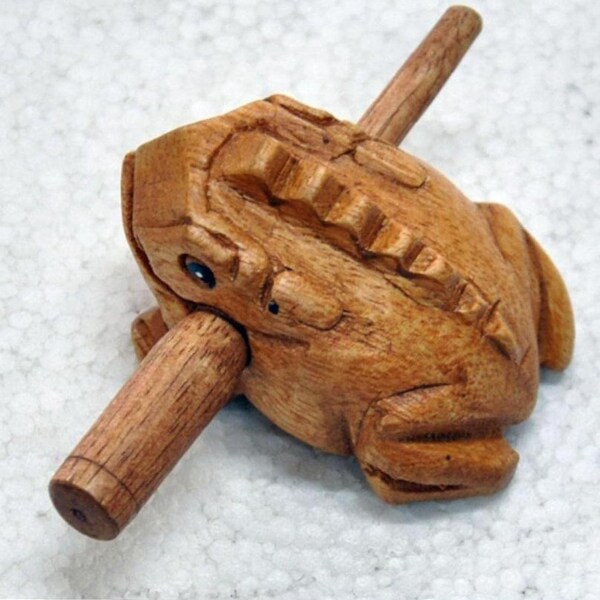 Lucky Wooden Frog Croaking Musical Instrument, Natural Hand-Carved Wooden Percussion Frog Ribbit, Traditional Toy For Frog Lovers