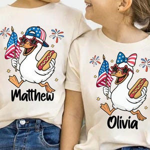 Boy Girl Goose PNG, Cute Boy Girl Summer PNG, Silly Goose Boy Png, 4th of July Boy and Girl Design Sublimation, Kids Patriotic Shirt Png