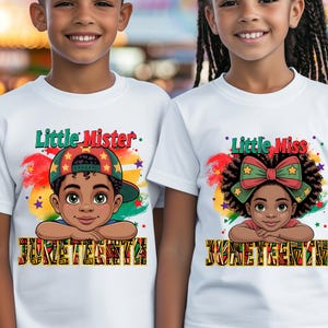 Little Miss/Mister Juneteenth PNG, Black Boy/ Girl Juneteenth Design, African American Pride Png, Cute Juneteenth Sublimation for Kids