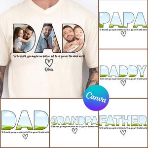 Plantilla de Canva con foto personalizada para papá, foto PNG personalizada, regalo personalizado para el Día del Padre para papá, diseño personalizado con texto e imagen.
