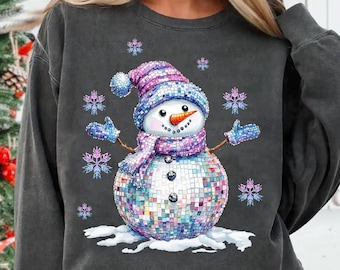 Colorful Christmas Disco Snowman Png, Winter Snowman Png, Christmas Girly Png, Merry Christmas PNG, Holiday Bright Color brushstroke