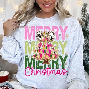 Colorful Coquette Glitter Christmas Tree Png, Merry Christmas Tree Design, Bright Color Christmas Coquette Bow Dalmatian Dots, brushstroke