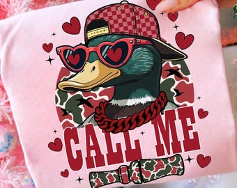 Saint-Valentin garçons Png, Sublimation de chasse au canard de la Saint-Valentin, Png de la Saint-Valentin pour enfant, Design de la Saint-Valentin pour chasseur, Call Me Png, fichier numérique