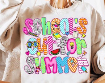 School's Out for Summer Png, Last day of School Png, Preppy Summer Teacher School, Teacher Appreciation Png, School png, Kids summer break