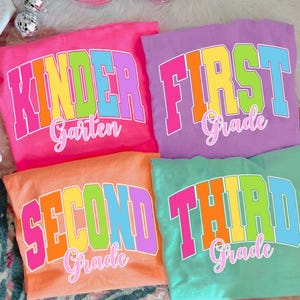 Retro Back to School PNG Neon Disstressed Bundle, Coquette Kindergarten Pre-K 1st 2nd 3rd 4th Grade Png, Girly Pink Bow, Hand Drawn,Colorful