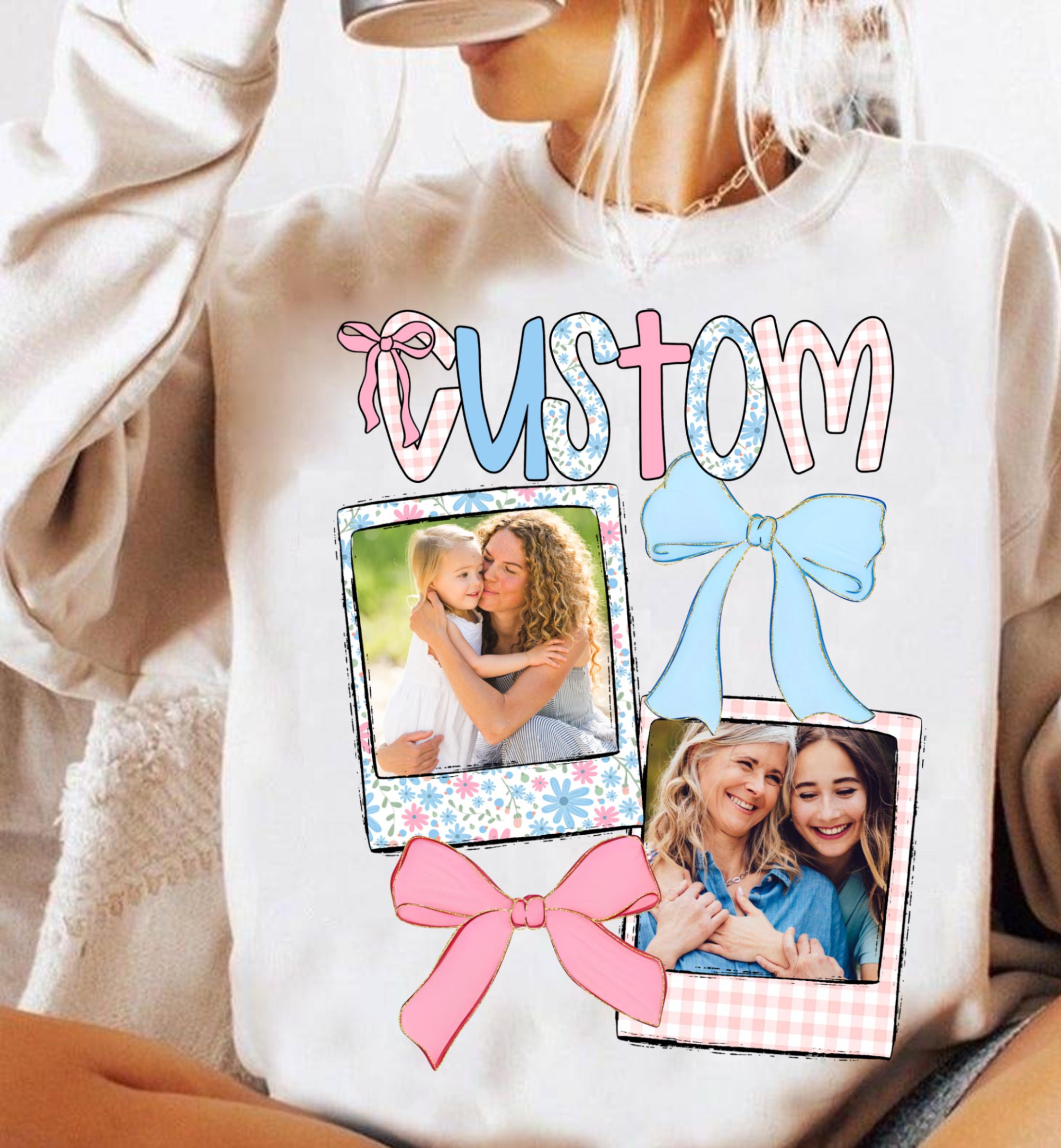 Custom Mama Kids Photo Coquette Bow Png, Custom Name Mothers Day Png ...