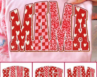 Preppy Mama Valentine Glitter PNG-paket, Valentine Varsity PNG, Leopard Valentine PNG, Hjärta Valentine PNG, Vday Mama PNG, Kärlek Mama PNG