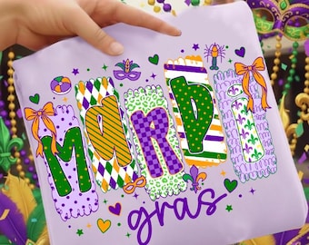 Preppy Mardi Gras Y'all Png, Mardi Gras PNG, Fleur De Lis coquette Png, Brushstroke Mardi Gras Png, Mardi Gras Coquette Png, Louisiana png