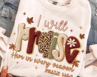 Leopardo Lo loderò in ogni stagione Coquette Latch Hook Yarn Crochet Png, Autunno Gesù Png, Grato PNG, Ringraziamento Png, Filato autunnale