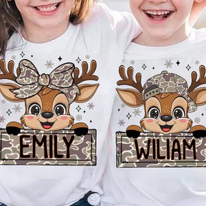 Personalized Kids Christmas Reindeer Camo Png, Boys/Girl Reindeer, Kids Reindeer Camo PNG, Bow Ball Cap Kids Christmas Design, Sublimation