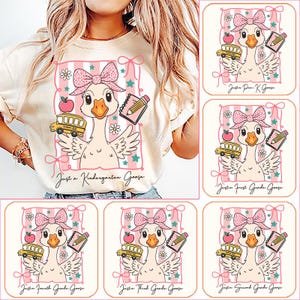 Back to School Goose PNG Bundle, Coquette Teacher First Day of School Shirt Design, Preppy Floral Sublimation, Pre-k 1st/2nd/3rd/4th Grade