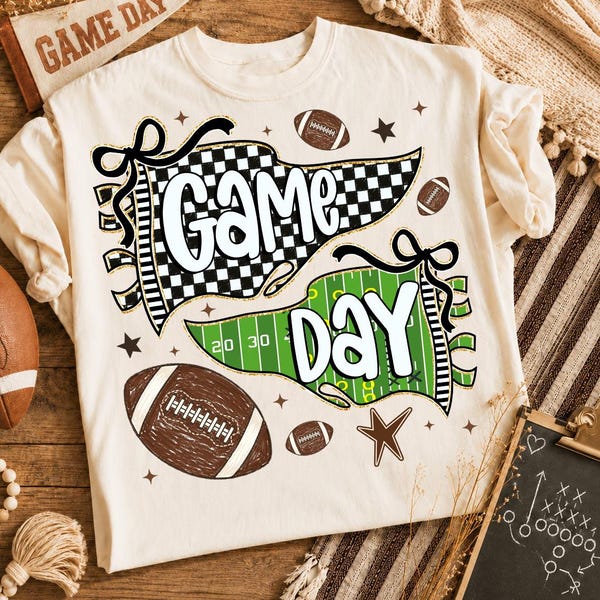 Retro Game Day Png, Football Pennant Png, Football Mom Club Coastal PNG, Fall Football Dots Gingham, Football Checkered, Touchdown Season