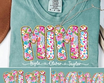 Paquete floral de leopardo con purpurina Mimi Nana Gigi PNG, Día de la Madre PNG, Preppy Gigi, Mimi rosa con nombres de niños PNG, Vida de mamá PNG, Diseño de mamá
