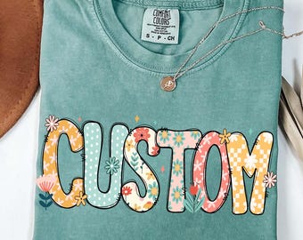 Preppy Custom Name Floral Glitter Png, Retro Boho Floral Mama with kids names Png, Everyday Png, Custom Preppy Mama Design, Mothers Day Png