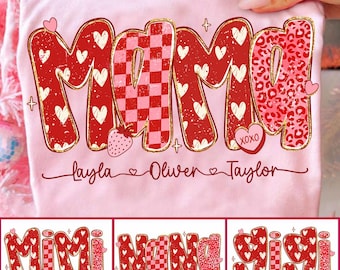 Preppy Mama Valentine Glitter Png Bundle, Mimi Nana Gigi Valentine Png, Leopard Checkered Valentine png, Heart Valentine Png, Love XOXO Png