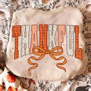 Coquette Thankful Embroidery png, Floral Pumpkin Patchwork png, Fall png, Fall Coquette png, Fall Girly png, Autumn png, Cozy Season